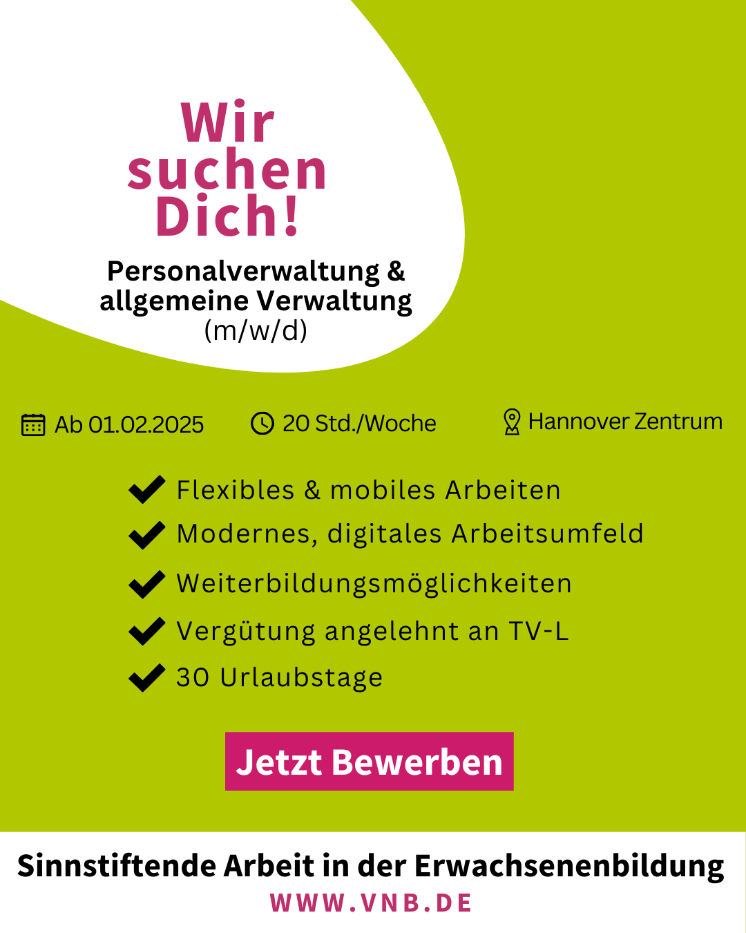 Gesucht: Neues Teammitglied im Bereich Personalverwaltung und allgemeine Verwaltung!